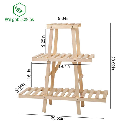 3-Tier Potted Flower Shelf Multi-tier Flower Pot Rack Holder Triangle Ladder