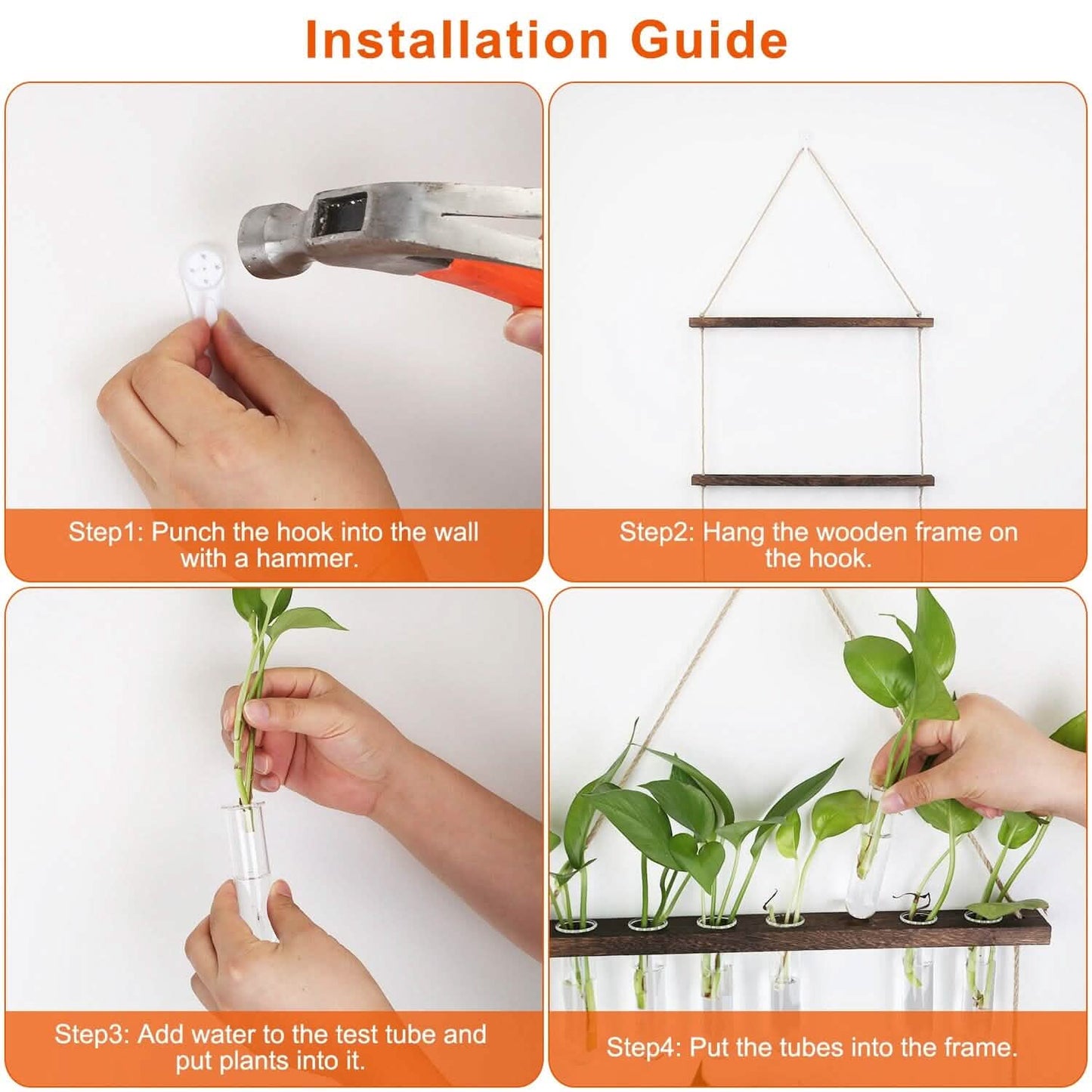 3-Tier Wall Hanging Glass Tube Planter