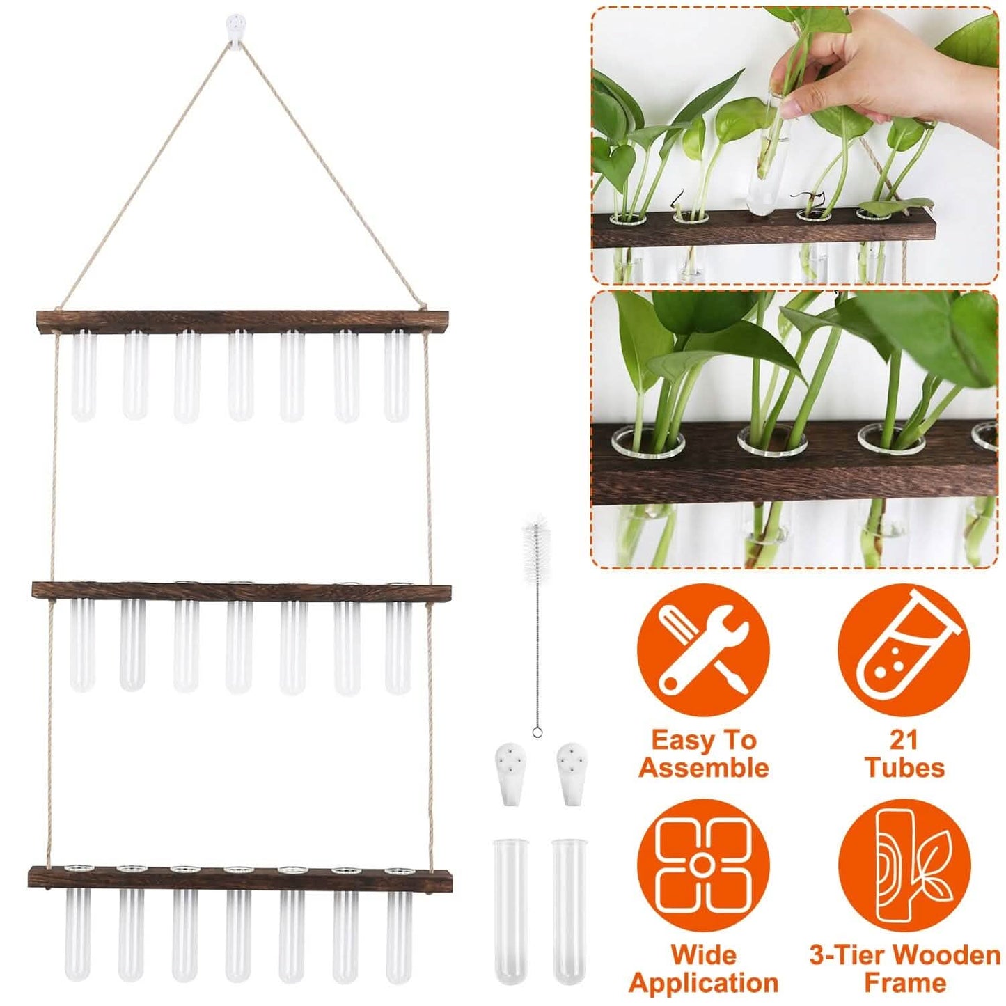 3-Tier Wall Hanging Glass Tube Planter