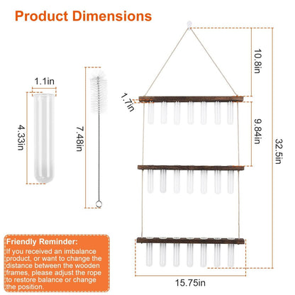 3-Tier Wall Hanging Glass Tube Planter