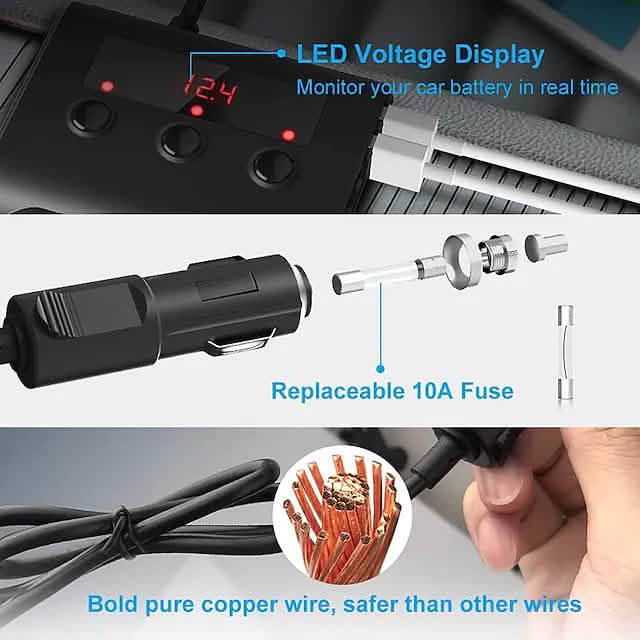 3-Way Car Plug Charger Adapter