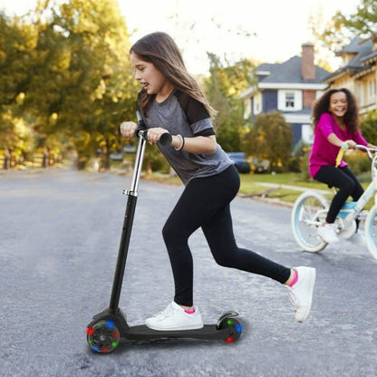 3-Wheeled LEDs Kick Scooter for Kids Flashing Scooter Adjustable Height