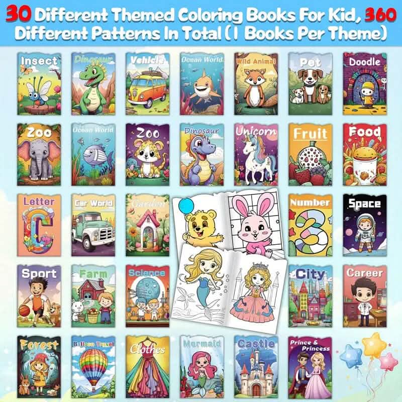 30-Pack: Children's Mini Coloring Book Set