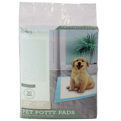 30-Pack: Paws & Pals Puppy Pee Pads Potty Training Leak-Proof
