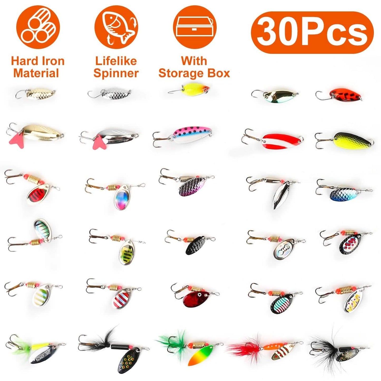 30-Piece: Fishing Metal Spoon Lures Kit