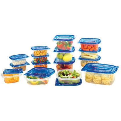 30-Piece Set: Food Storage Set with Blue Lids
