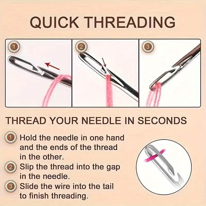 30-Pieces: Self-Threading Random Sizes Needles with Wooden Storage Tube