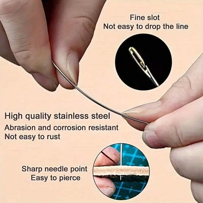 30-Pieces: Self-Threading Random Sizes Needles with Wooden Storage Tube