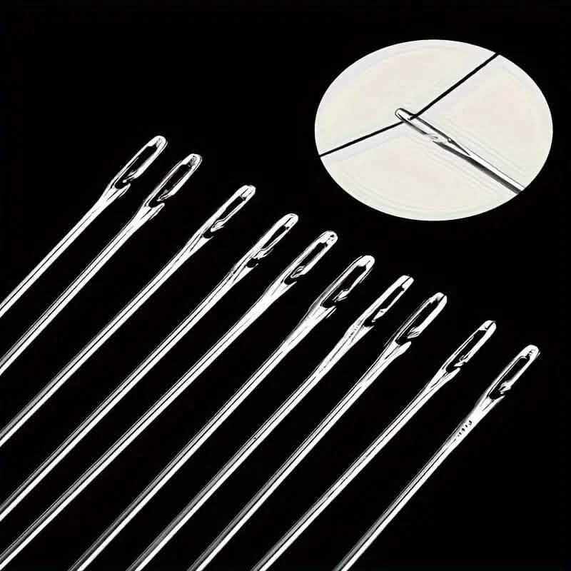 30-Pieces: Self-Threading Random Sizes Needles with Wooden Storage Tube