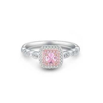 3.00 CTTW Pink Sapphire Princess Cut Halo Ring