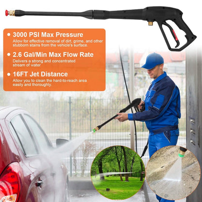 3000PSI Pressure Washer Gun Car Foam Sprayer with Jet Wand 5 Nozzle Tips M22-14 Connector