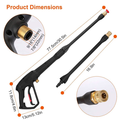 3000PSI Pressure Washer Gun Car Foam Sprayer with Jet Wand 5 Nozzle Tips M22-14 Connector