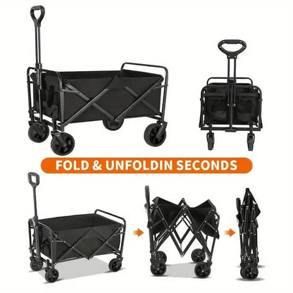 Heavy Duty Utility Portable Foldable Outdoor Beach Garden Wagon Cart with 360° All Terrain Wheels