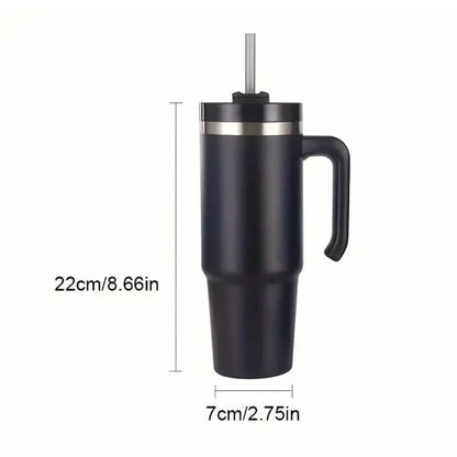 30.5 Oz 304 Stainless Steel Double Vacuum Portable Travel Cup with Handle and Straw