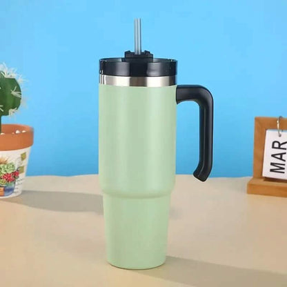 30.5 Oz 304 Stainless Steel Double Vacuum Portable Travel Cup with Handle and Straw