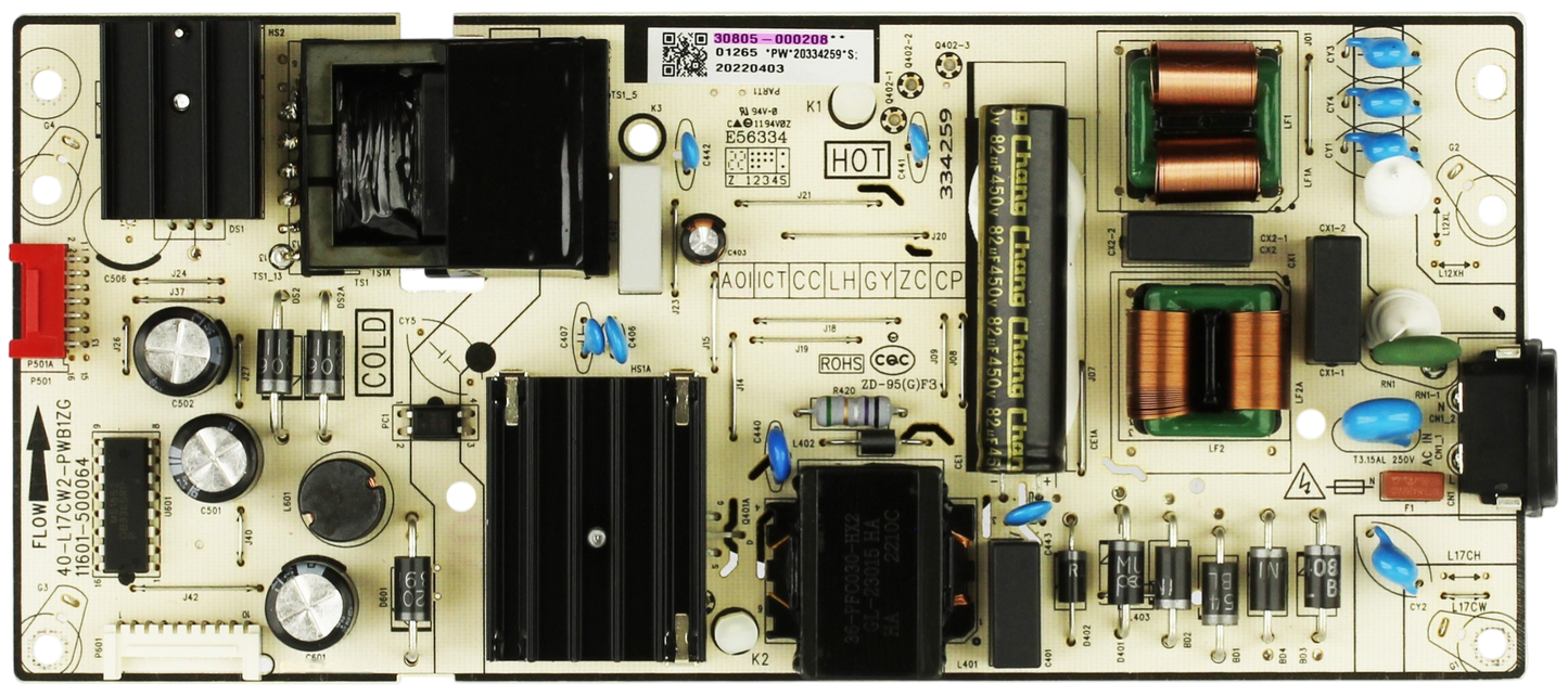 30805-000208 TCL Power Supply, 40-L17CW2-PWB1ZG, 65S455, 65S470G, 65S41R