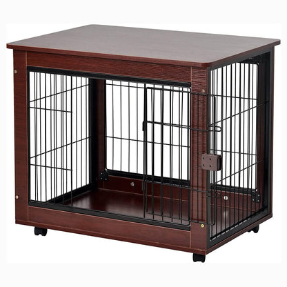 31-Inch Furniture Style Pet Dog Crate Cage with Wooden Structure