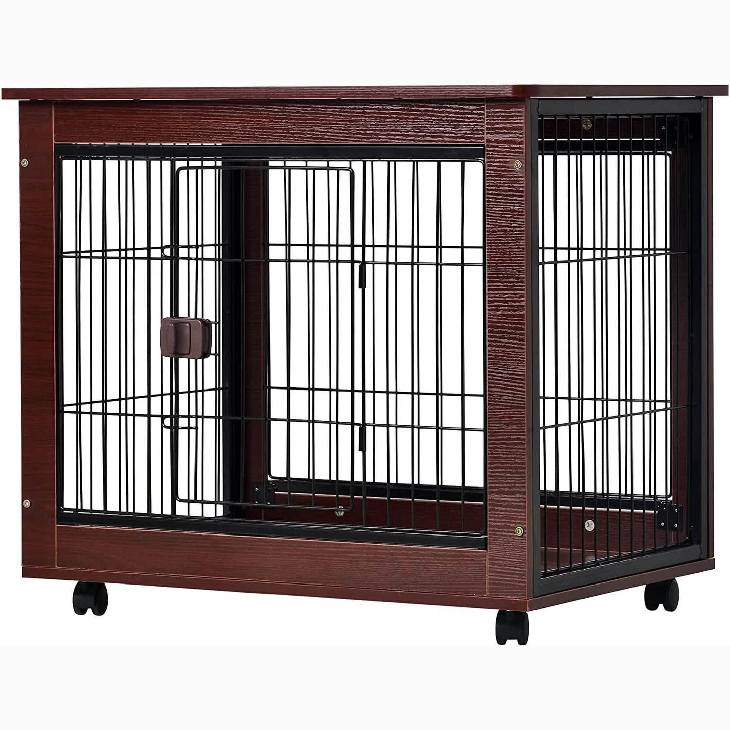 31-Inch Furniture Style Pet Dog Crate Cage with Wooden Structure