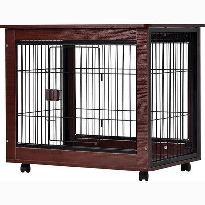 31-Inch Furniture Style Pet Dog Crate Cage with Wooden Structure
