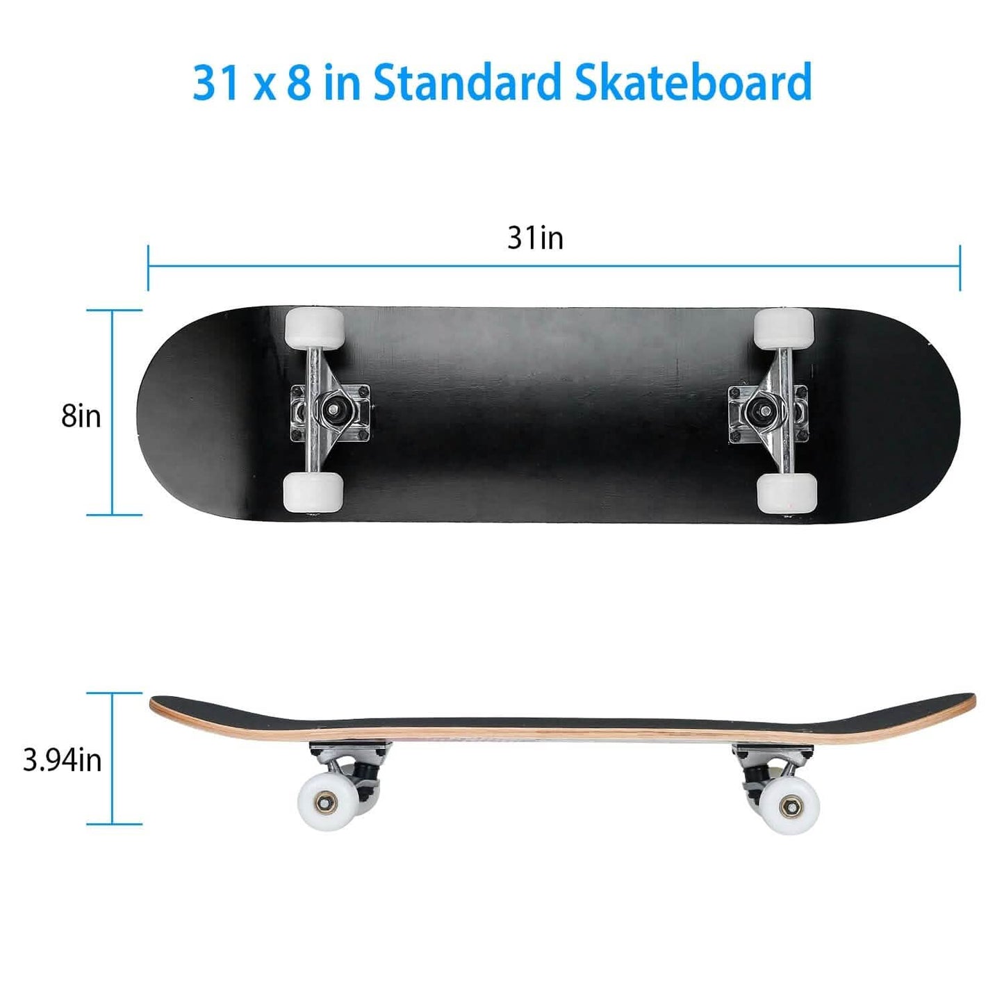 31x8in 9 Layers Maple Concave Skateboard