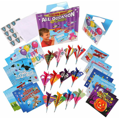 32 Folding Paper Airplanes All Occasion Greeting Cards with Envelopes and Stickers