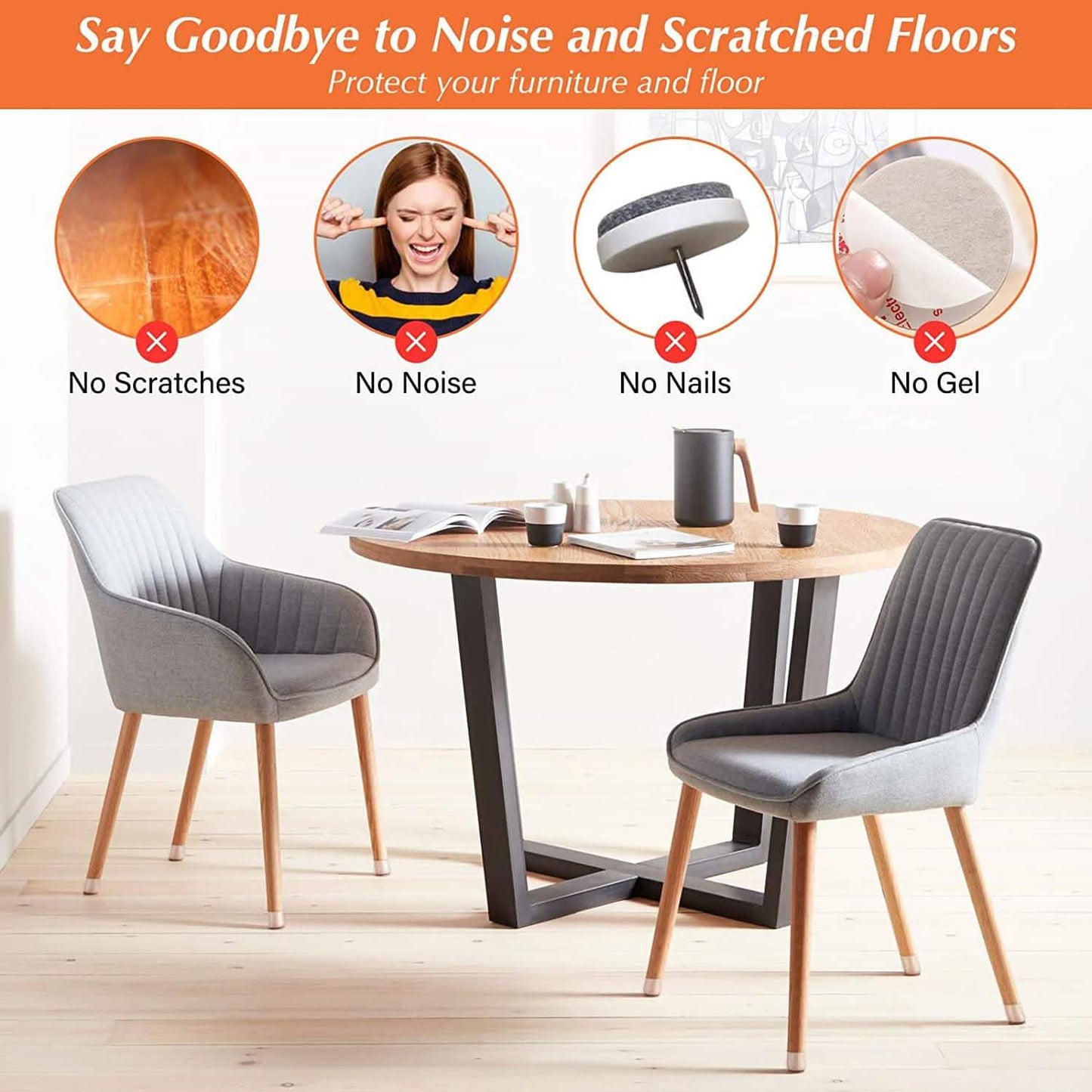 32-Piece: Clear Chair Leg Floor Protectors
