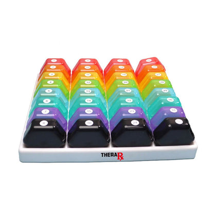 32-Pieces: Colored Compartments Monthly Pill, Medicine And Vitamin Organizer With Tray