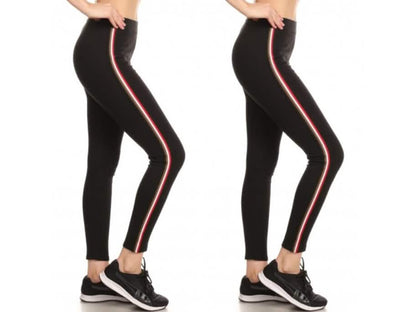 2-Pack: Women's Cotton Blend Side Stripe Leggings