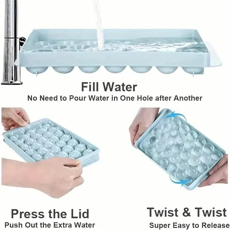 33 Round Shape Ice Cube Maker Tray