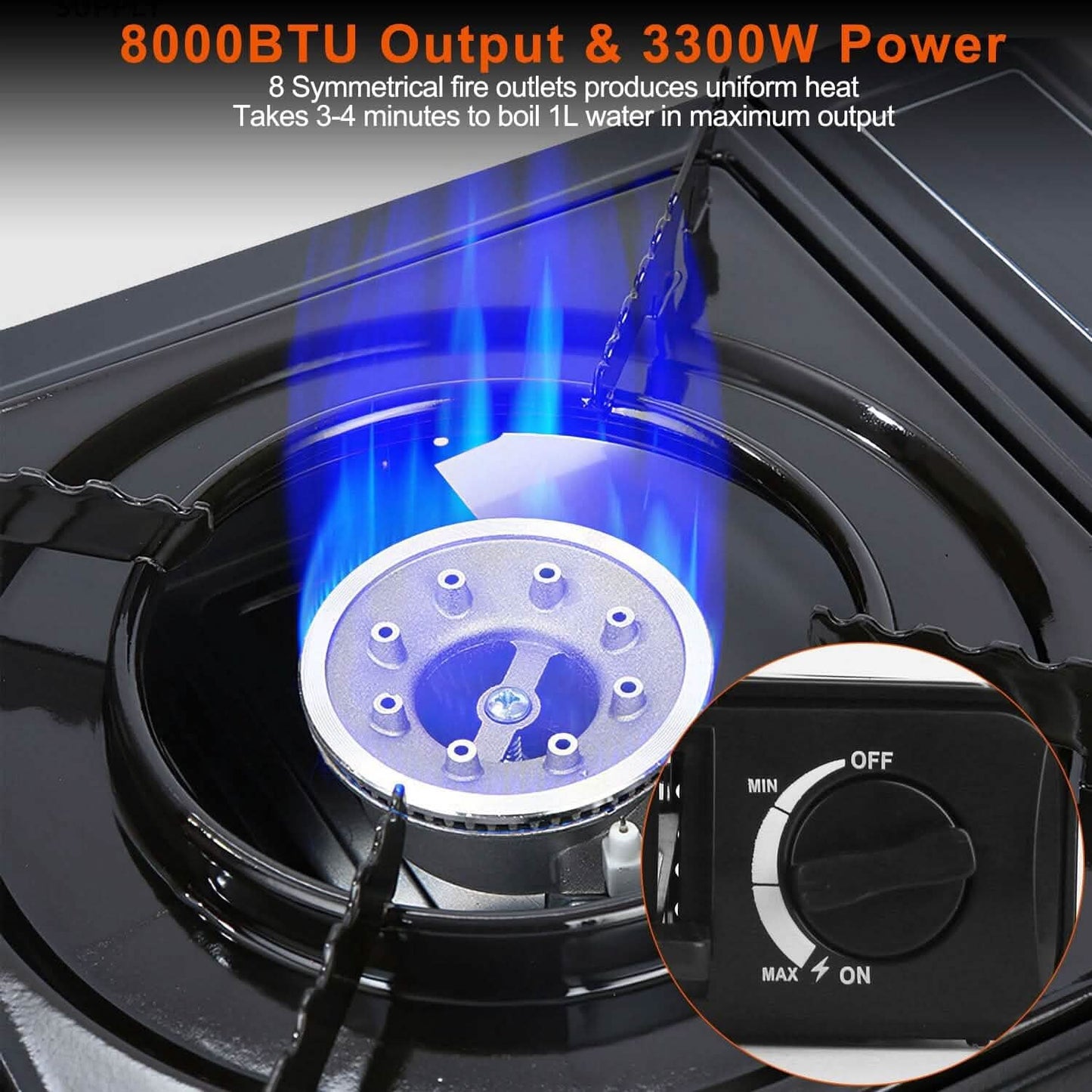 3300W Portable Camping Stove Butane Canister Dual Fuel Burner