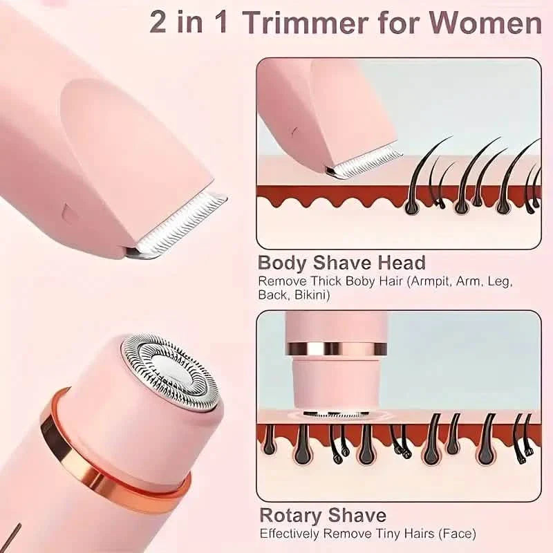 Women’s 2-in-1 Bikini & Facial USB Rechargeable Electric Razor for Wet/Dry Use