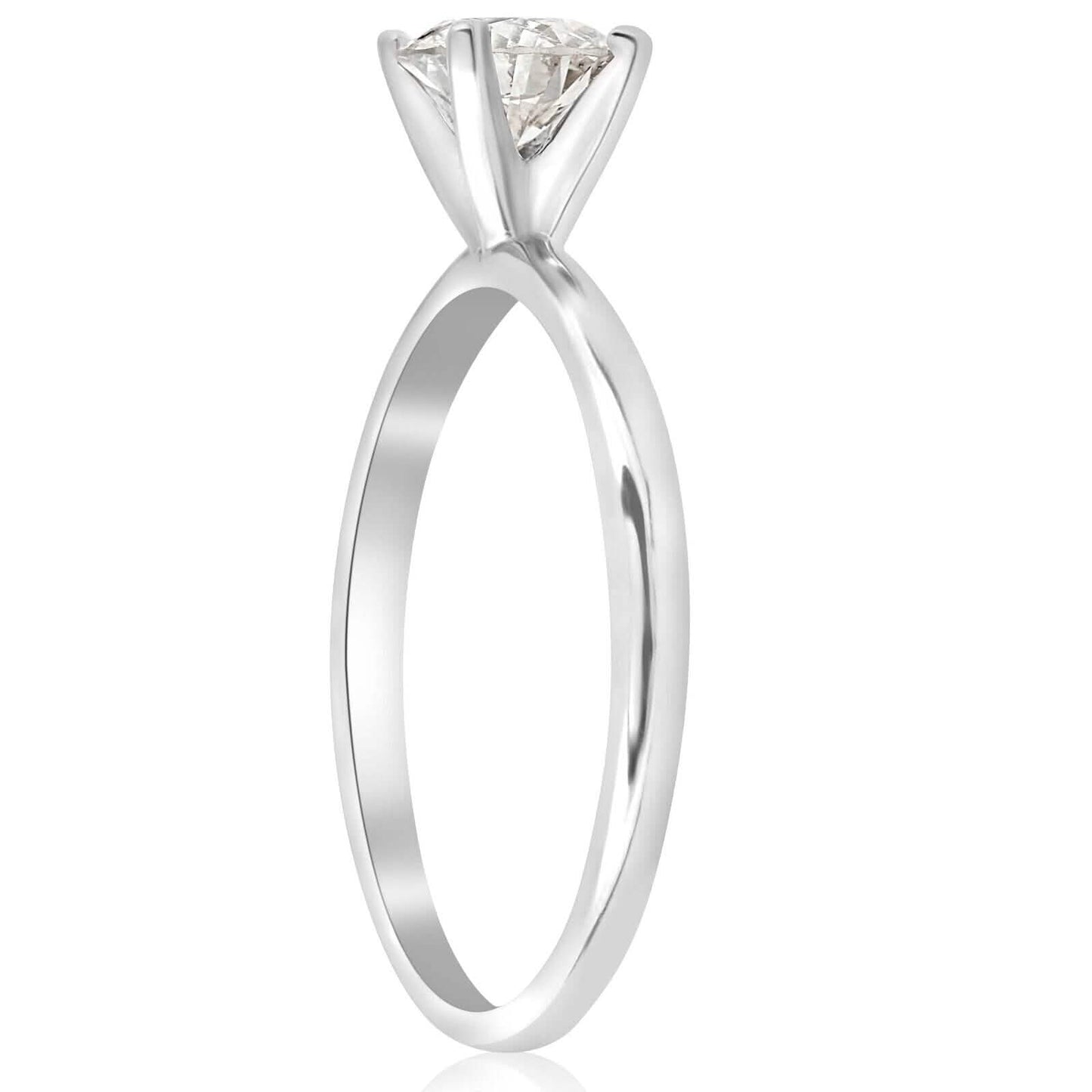 3/4 Ct Round-Cut Natural Diamond Solitaire Engagement Ring 14k White Gold