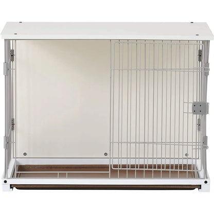 34" Long Elegant Wood Frame White Dog Cage