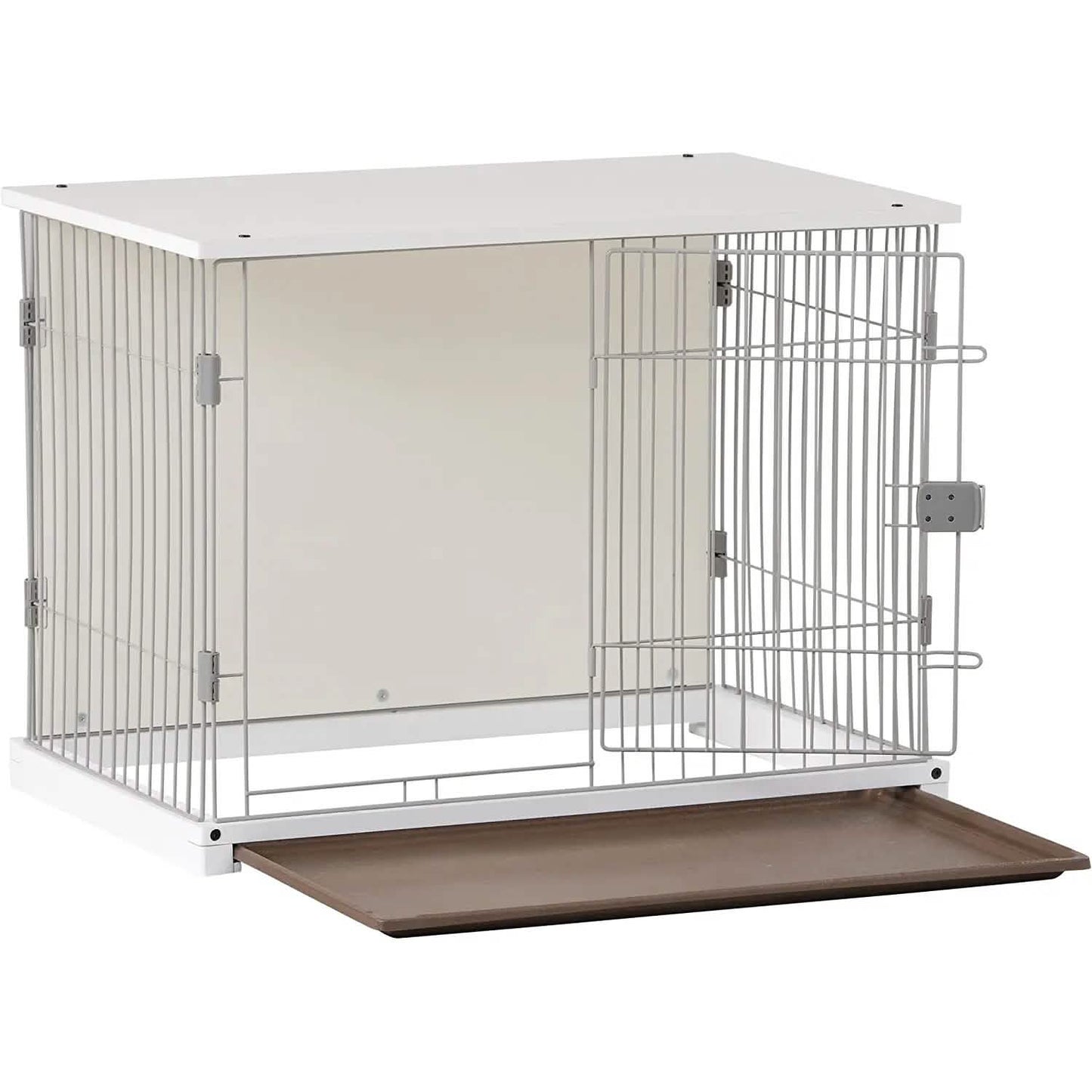 34" Long Elegant Wood Frame White Dog Cage