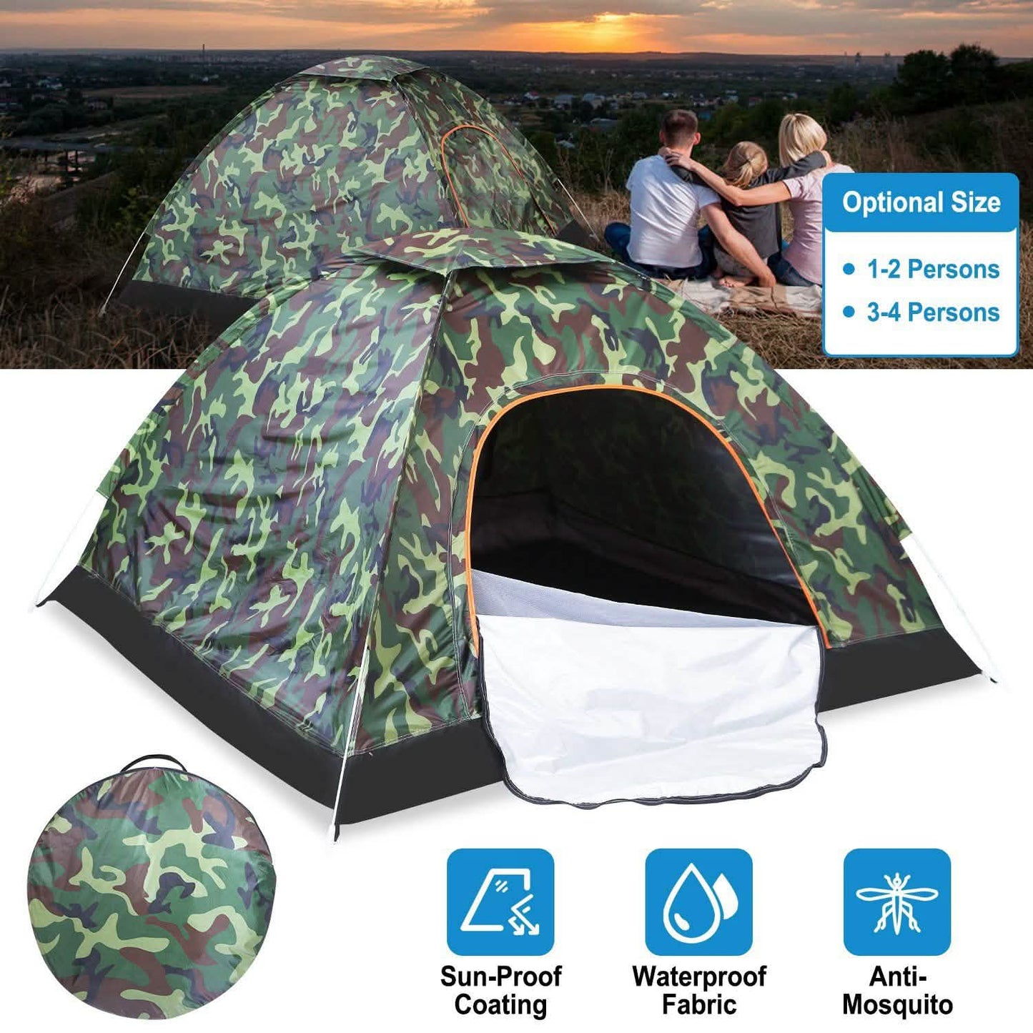 3/4 Person Instant Pop Up Dome Tent