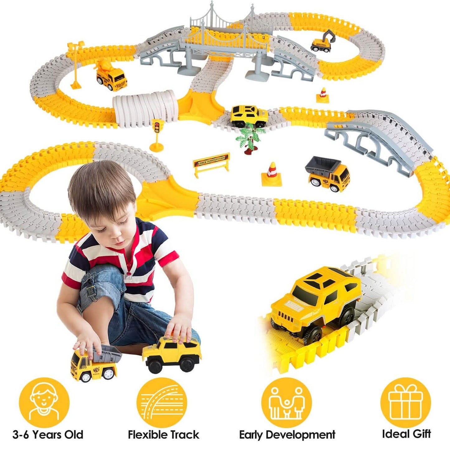 340-Piece: Construction Race Track Toy Set