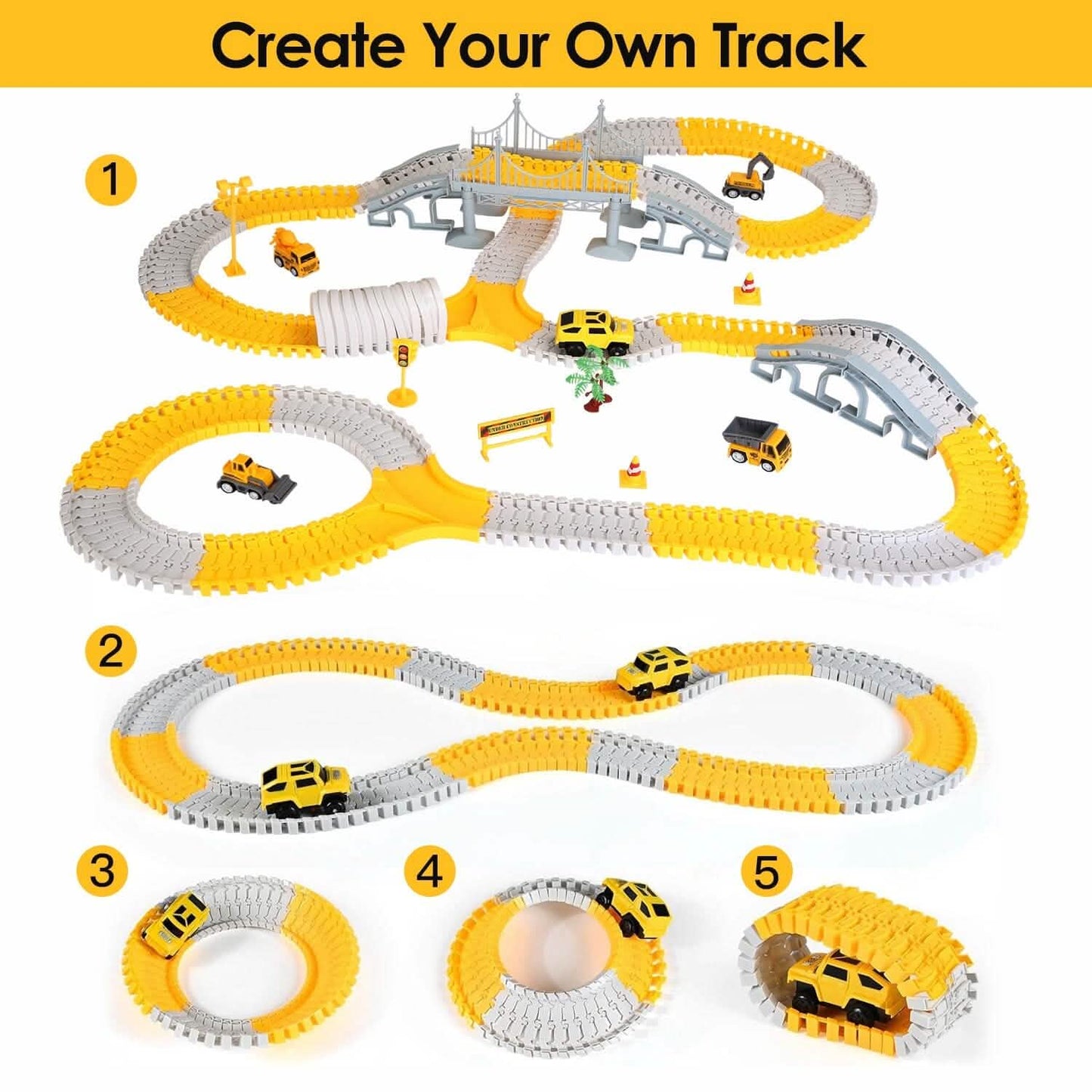 340-Piece: Construction Race Track Toy Set