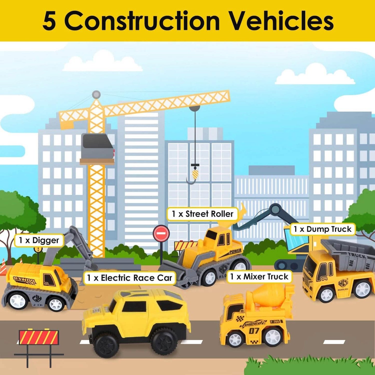 340-Piece: Construction Race Track Toy Set