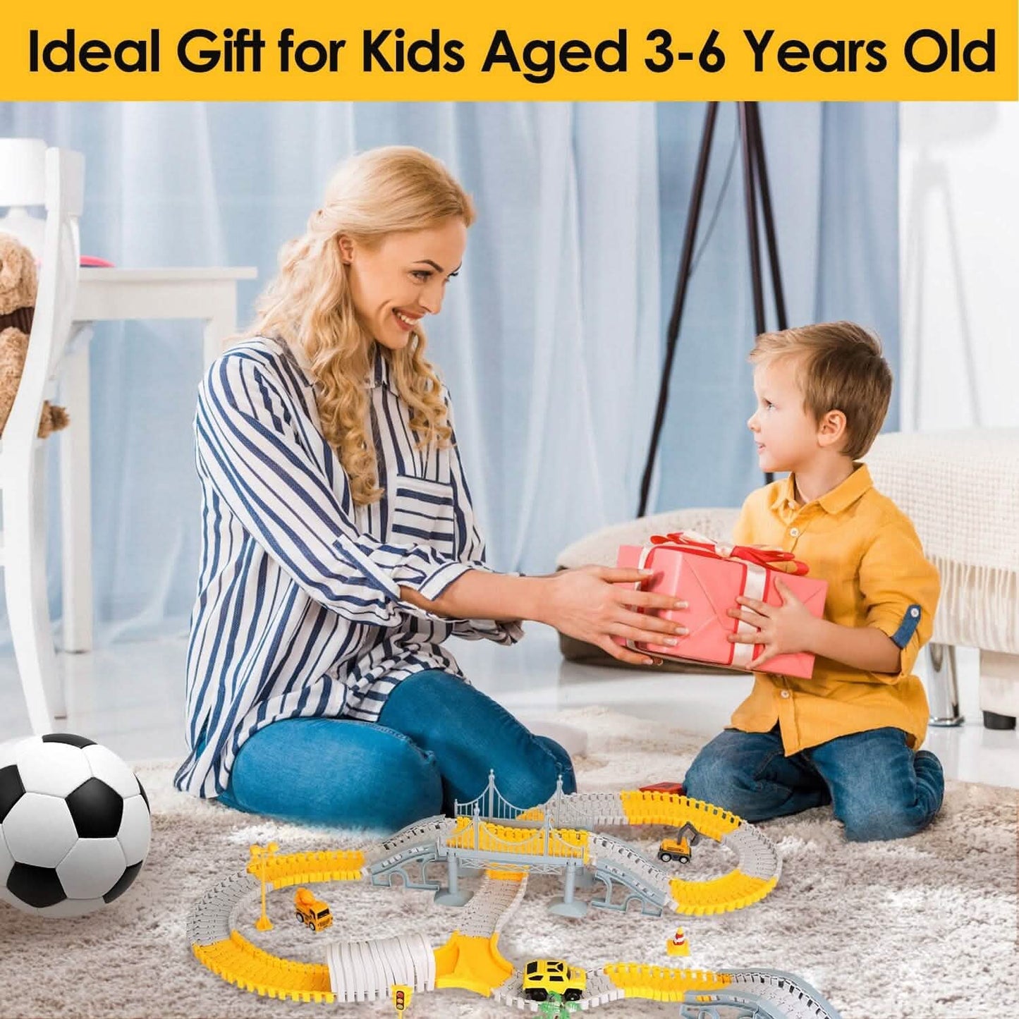 340-Piece: Construction Race Track Toy Set