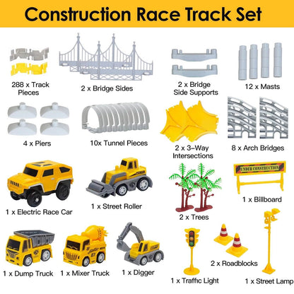 340-Piece: Construction Race Track Toy Set