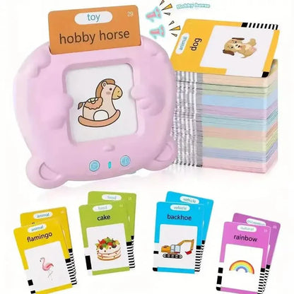 Flash Card Learning Toy – 112 Cards, 224 Words, USB Rechargeable Reading Toy for Kids (Pink/Blue)
