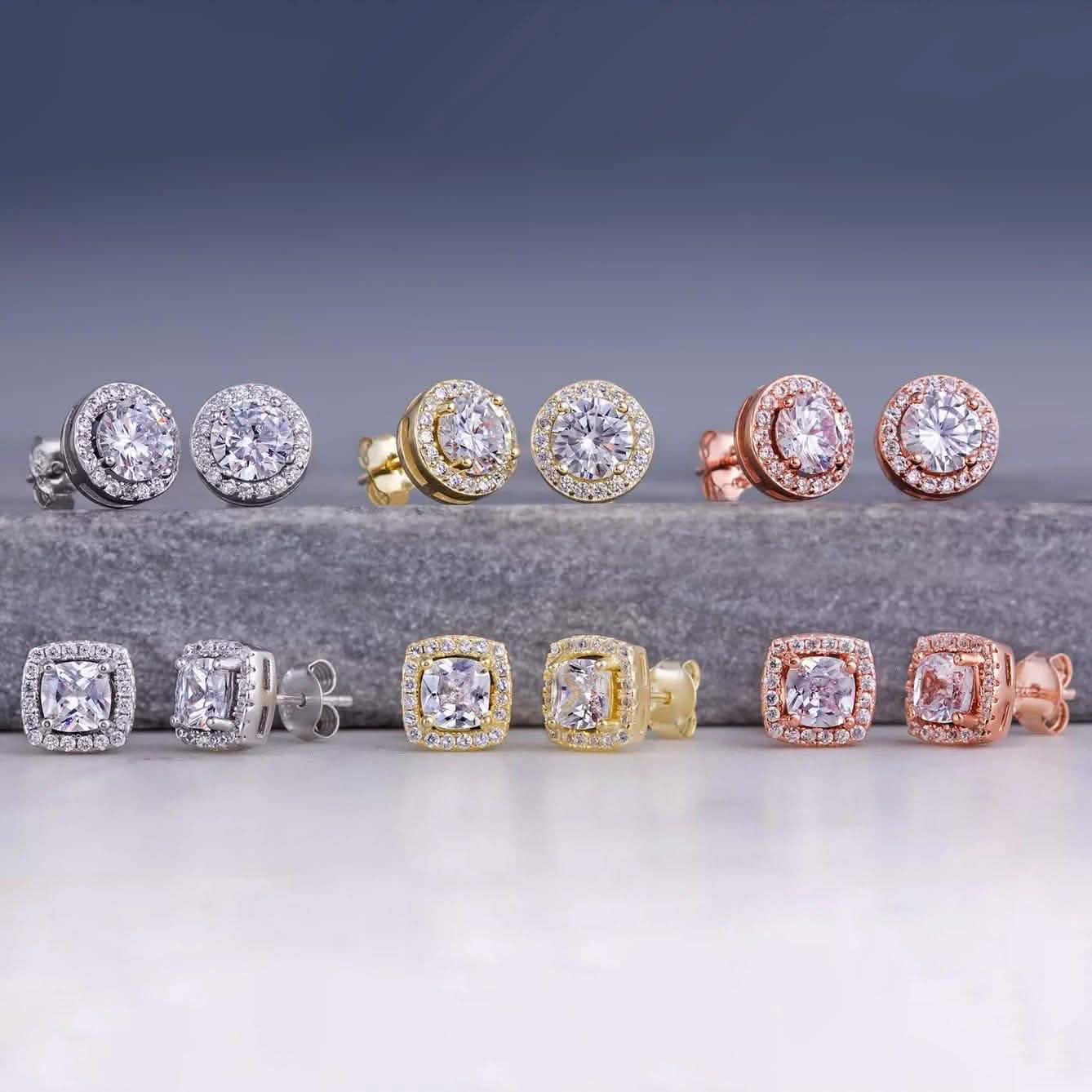 3.44 CTTW Halo Stud Earrings with Swarovski Elements