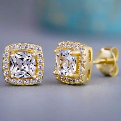 3.44 CTTW Halo Stud Earrings with Swarovski Elements