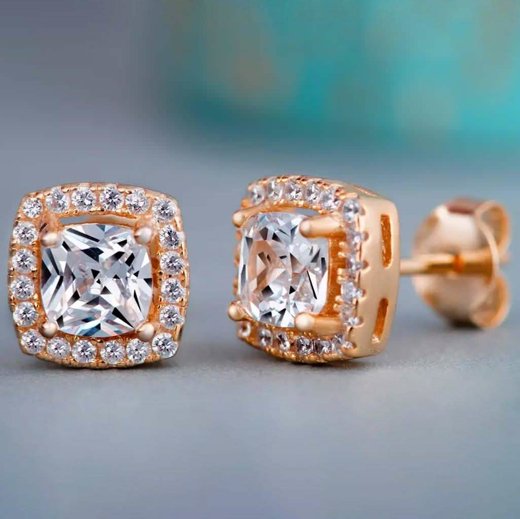 3.44 CTTW Halo Stud Earrings with Swarovski Elements