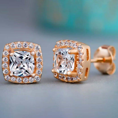 3.44 CTTW Halo Stud Earrings with Swarovski Elements