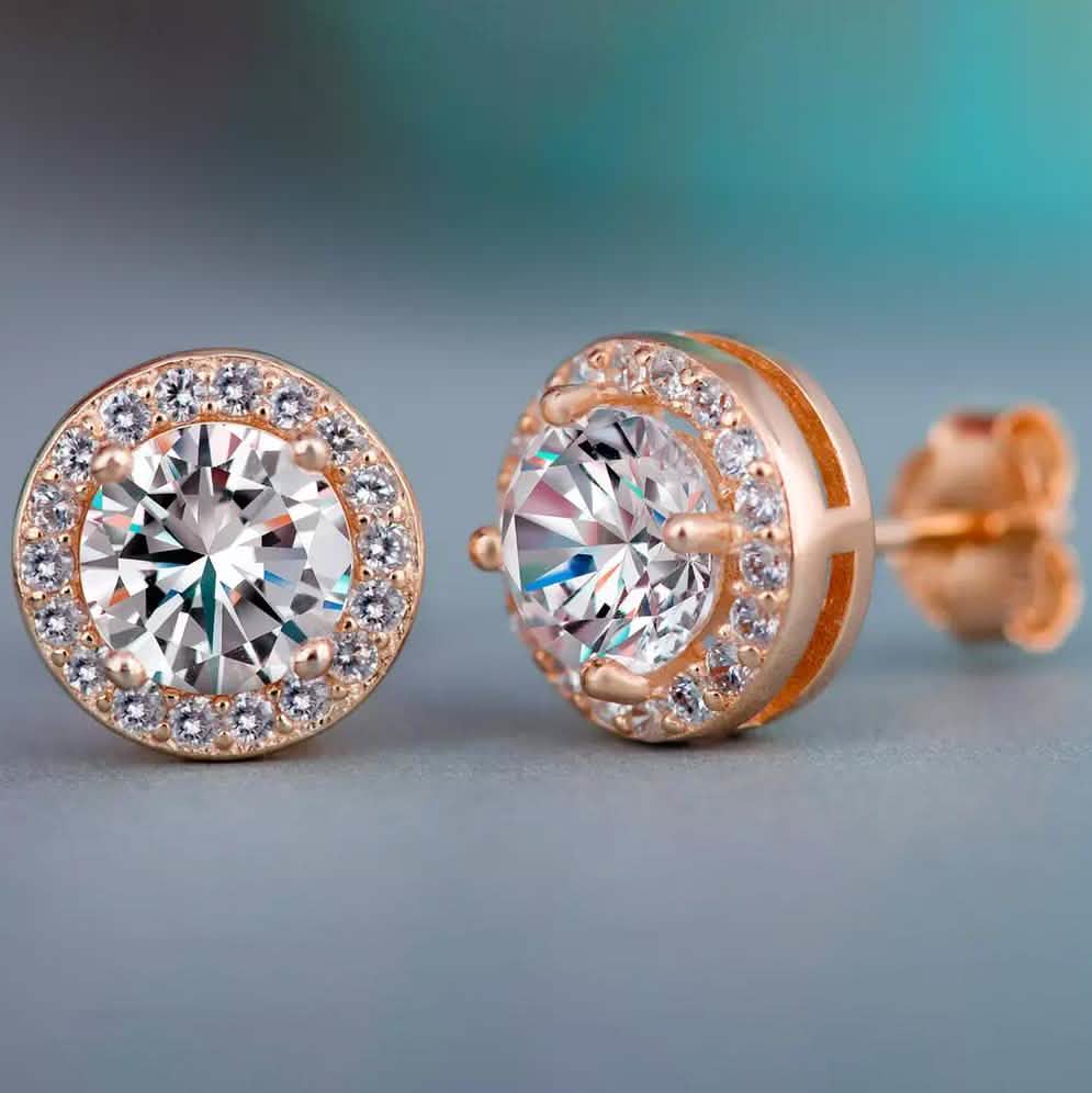 3.44 CTTW Halo Stud Earrings with Swarovski Elements