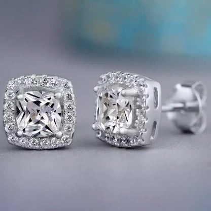 3.44 CTTW Halo Stud Earrings with Swarovski Elements