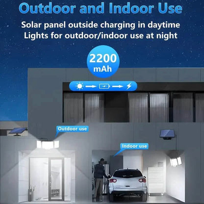 348 LED Motion Sensor Lights With Remote Control, 3 Head Security Lights, Solar Flood Wall Lights With 3 Modes