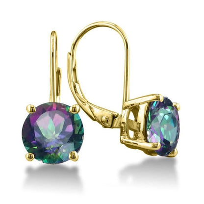 3.50 CTTW Genuine Rainbow Topaz Leverback Earrings
