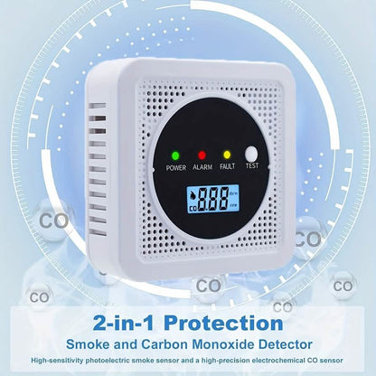 Dual Sensor Smoke & Carbon Monoxide Detector Alarm with LCD Display